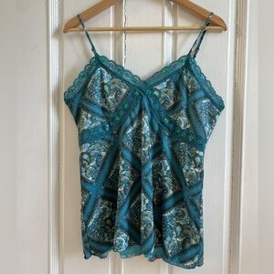 Xhilaration Y2K Blue and Green Paisley Tank Top Large